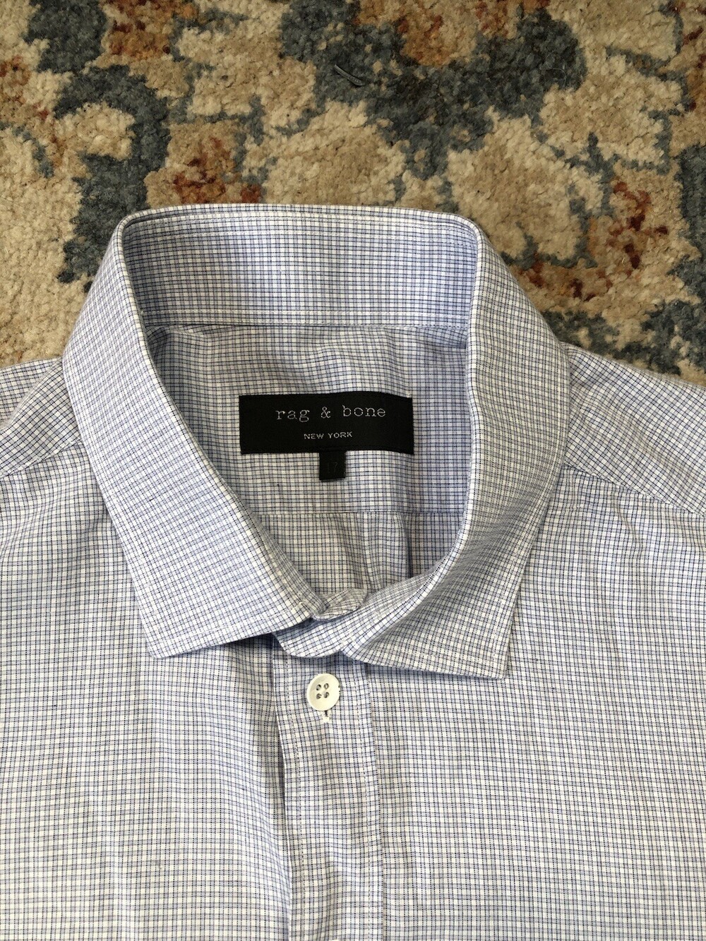 Rag & Bone Shirt Mens 17 White Plaid Tailored Fit Button Up Long Sleeve